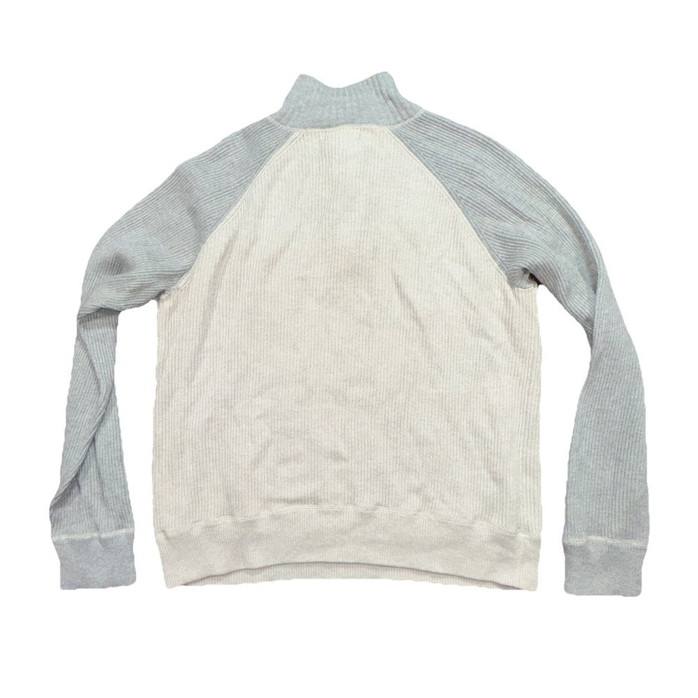 VTG Polo Jeans Co Ralph Lauren Mens M Ribbed Preppy Pullover 1/4 Zip Beige Gray - Picture 3 of 7